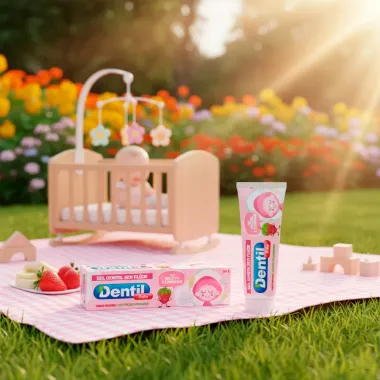 Gel Dental Dentil Baby Sabor Morango com Xilitol e Camomila Sem Fl&uacute;or 50g
