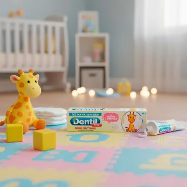 Gel Dental Dentil Baby Sabor Frutinhas com Xilitol e Camomila Sem Fl&uacute;or 50g