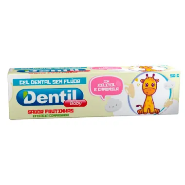 Gel Dental Dentil Baby Sabor Frutinhas com Xilitol e Camomila Sem Fl&uacute;or 50g