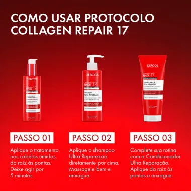 Collagen Repair 17 Dercos Shampoo Ultra Repara&ccedil;&atilde;o Cabelos Danificados 390g