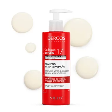 Collagen Repair 17 Dercos Shampoo Ultra Repara&ccedil;&atilde;o Cabelos Danificados 390g
