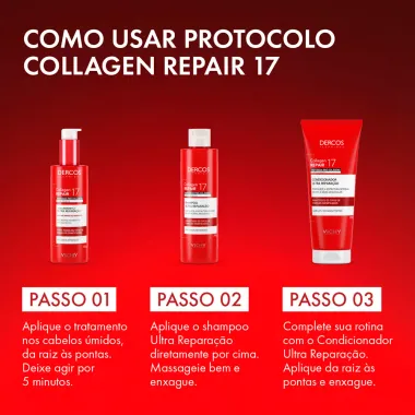 Collagen Repair 17 Dercos Condicionador Ultra Repara&ccedil;&atilde;o Cabelos Danificados 200g