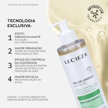 Gel de Limpeza Antiacne Lecieza pele Oleosa a Acneica 300g