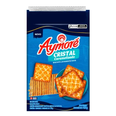 Biscoito Aymor&eacute; Cristal Caramelizado Levemente Doce 3 Unidades de 140g cada