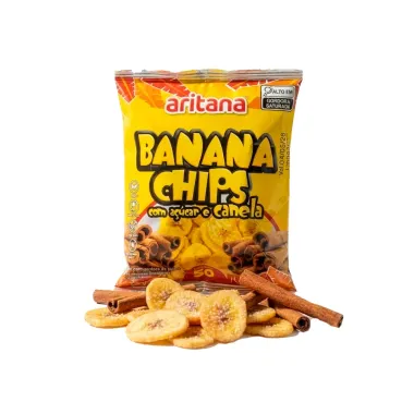 Banana Chips Aritana A&ccedil;&uacute;car e Canela 50g