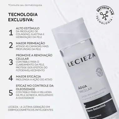&Aacute;gua Micelar Lecieza Nano Bakuchiol para Todos os Tipos de Pele 250ml