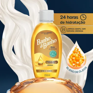 Sabonete L&iacute;quido em &Oacute;leo Banho a Banho Original Blend de 7 &Oacute;leos Nutritivos Nutre e Hidrata 250ml