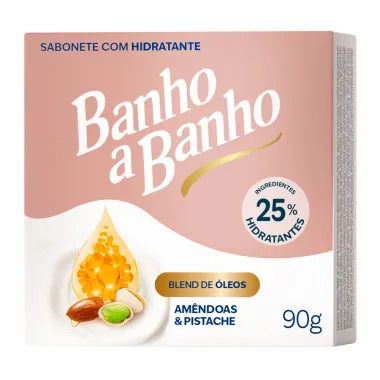 Sabonete em Barra com Hidratante Banho a Banho Blend de &Oacute;leos Am&ecirc;ndoas e  Pistache 90g