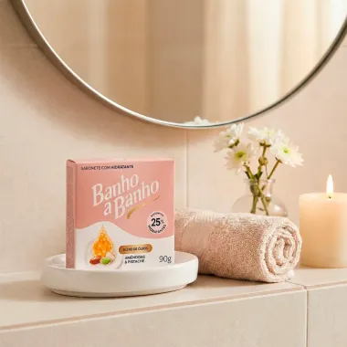 Sabonete em Barra com Hidratante Banho a Banho Blend de &Oacute;leos Am&ecirc;ndoas e  Pistache 90g