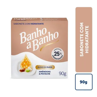 Sabonete em Barra com Hidratante Banho a Banho Blend de &Oacute;leos Am&ecirc;ndoas e  Pistache 90g