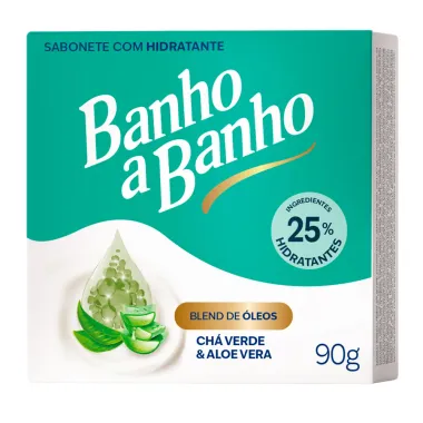 Sabonete em Barra com Hidratante Banho a Banho Blend de &Oacute;leos Ch&aacute; Verde e Aloe Vera 90g