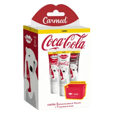 Kit Carmed Coca Cola Hidratante Labial 3 Unidades Sortidos de 10g cada e Ganhe 1 Engradado