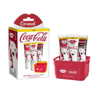 Kit Carmed Coca Cola Hidratante Labial 3 Unidades Sortidos de 10g cada e Ganhe 1 Engradado
