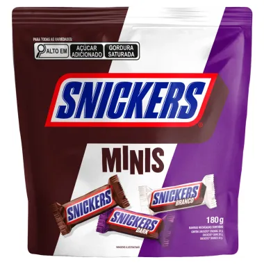 Chocolate Snickers Minis Sortido Sabor Original Dark e Branco 180g