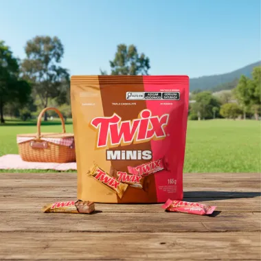 Chocolate Twix Minis Sortidos Sabor Caramelo Triplo Chocolate e Morango 165g