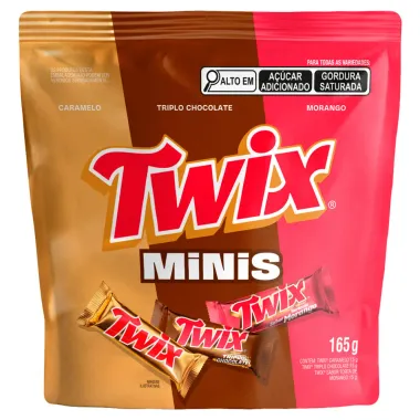 Chocolate Twix Minis Sortidos Sabor Caramelo Triplo Chocolate e Morango 165g