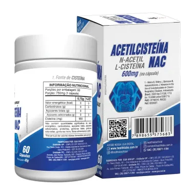Acetilcisteina Nac 600mg Health Labs com 60 C&aacute;psulas