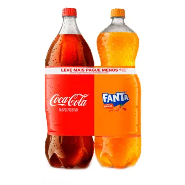 Refrigerante Coca Cola 2 Litros + Refrigerante Fanta Sabor Laranja 2 Litros Leve Mais Por Menos