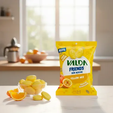 Pastilha Valda Friends Yellow Mix Sem A&ccedil;&uacute;car Refil 25g