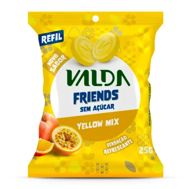 Pastilha Valda Friends Yellow Mix Sem A&ccedil;&uacute;car Refil 25g