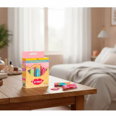 Kit Carmed Sorvete Hidratante Labial Sabores Uva Tangerina e Morango Incolor 3 Unidades de 10g cada