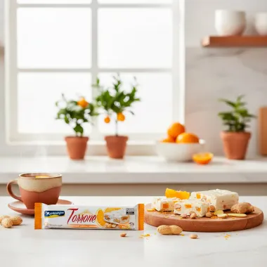Torrone Montev&eacute;rgine com Amendoim Laranja e Gengibre 45g
