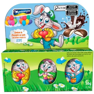 Bombom Montev&eacute;rgine Coelho Sabor Chocolate ao Leite Recheio Cremoso de Leite 50g