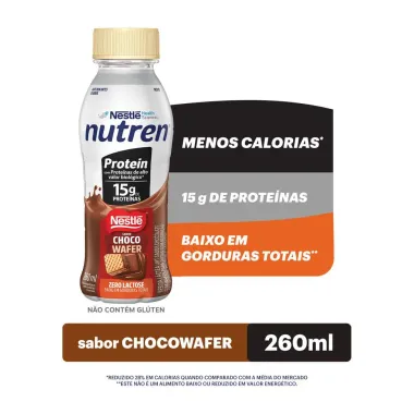 Bebida L&aacute;ctea Nutren Protein com 15g de Prote&iacute;nas Sabor Choco Wafer 260ml