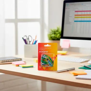 Clipes Coloridos MaxPrint 28mm 100 Unidades