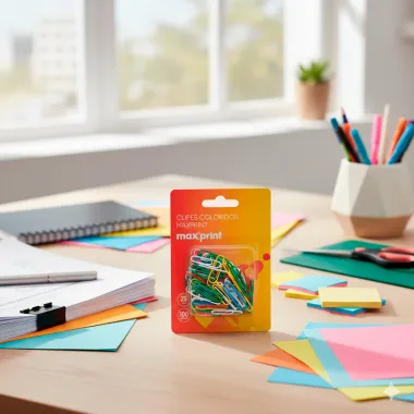 Clipes Coloridos MaxPrint 28mm 100 Unidades