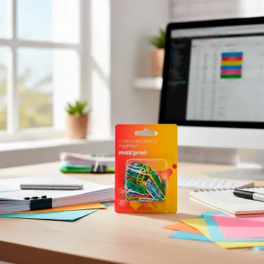 Clipes Coloridos MaxPrint 28mm 100 Unidades