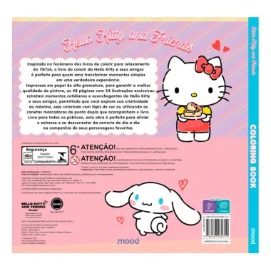 Livro para Colorir Hello Kitty and Friends Coloring Book 6 Canetas Marcadoras com Ponta Dupla