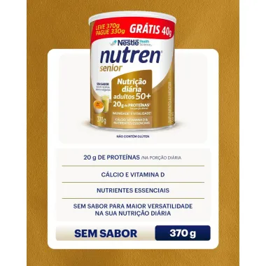 Nutren S&ecirc;nior Sem Sabor Leve 370g e Pague 330g Ganhe 40g com 370g