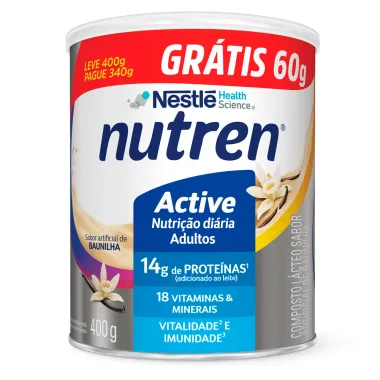 Nutren Active Baunilha Leve 400g e Pague 340g Ganhe 60g com 400g