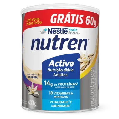 Nutren Active Baunilha Leve 400g e Pague 340g Ganhe 60g com 400g