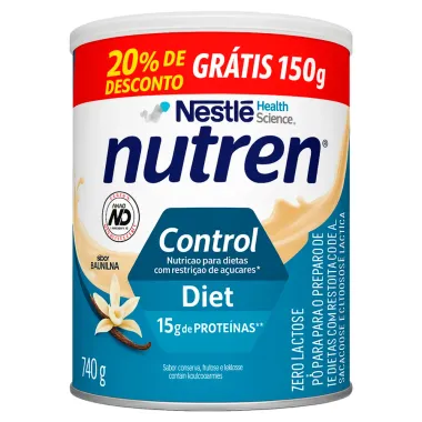 Nutren Control Diet Sabor Baunilha 20% de Desconto Gr&aacute;tis 150g com 740g
