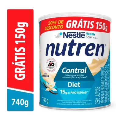 Nutren Control Diet Sabor Baunilha 20% de Desconto Gr&aacute;tis 150g com 740g