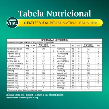 Nestl&eacute; Vital Ritual Matinal Adultos 40+ Aroma Baunilha 720g