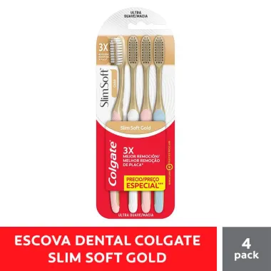 Escova Dental Colgate Slim Soft Gold Ultra  Suave com 4 Unidades Pre&ccedil;o Especial