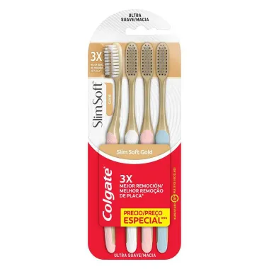 Escova Dental Colgate Slim Soft Gold Ultra  Suave com 4 Unidades Pre&ccedil;o Especial