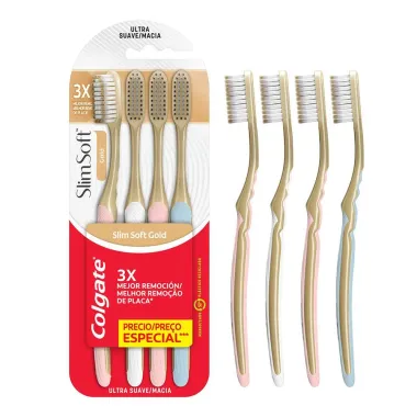 Escova Dental Colgate Slim Soft Gold Ultra  Suave com 4 Unidades Pre&ccedil;o Especial