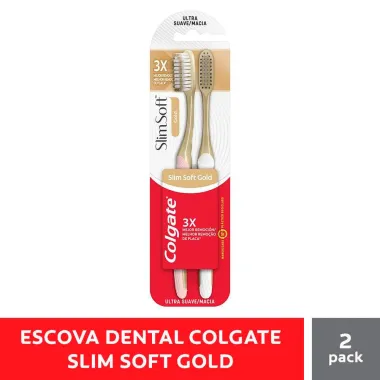 Escova Dental Colgate Slim Soft Gold Ultra com 2 Unidades