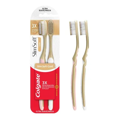 Escova Dental Colgate Slim Soft Gold Ultra com 2 Unidades