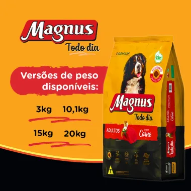 Ração para Cães Magnus Premium Todo Dia Adultos Sabor Carne 15Kg