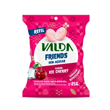 Pastilha Valda Friends Refil Sabor Ice Cherry Sem A&ccedil;&uacute;car 25g