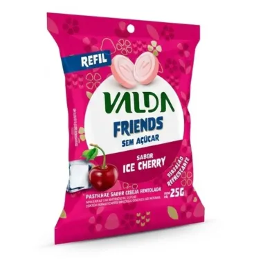 Pastilha Valda Friends Refil Sabor Ice Cherry Sem A&ccedil;&uacute;car 25g
