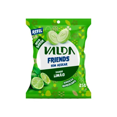 Pastilha Valda Friends Refil Novo Sabor Lim&atilde;o Sem A&ccedil;&uacute;car Sach&ecirc; 25g