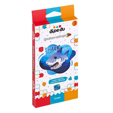 Quebra Cabe&ccedil;a 3D Shark Tubar&atilde;o Dipe Du 3+ Anos 22 Pe&ccedil;as