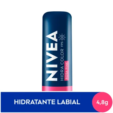 Protetor Labial Nivea Hidra Color Rosa Pink FPS 30 3 em 1 4,8g