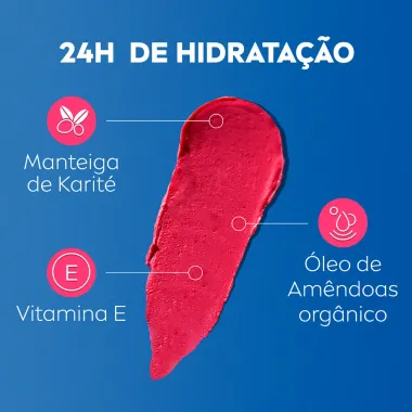 Protetor Labial Nivea Hidra Color Rosa Pink FPS 30 3 em 1 4,8g
